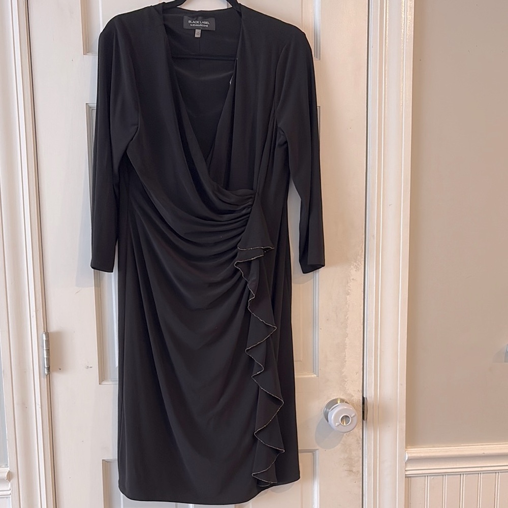 Black Label by Evan-Picone elegant Black Draped Dress